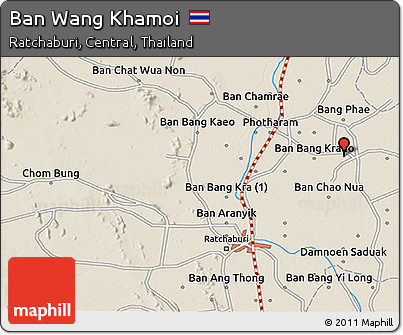 Shaded Relief 3D Map of Ban Wang Khamoi