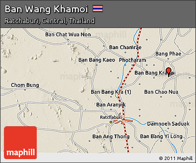 Shaded Relief 3D Map of Ban Wang Khamoi