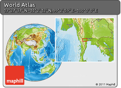 Physical Location Map of the Area around 13° 44' 54" N, 99° 31' 30" E