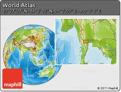 Physical Location Map of the Area around 13° 44' 54" N, 99° 31' 30" E