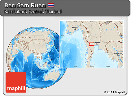 Shaded Relief Location Map of Ban Sam Ruan