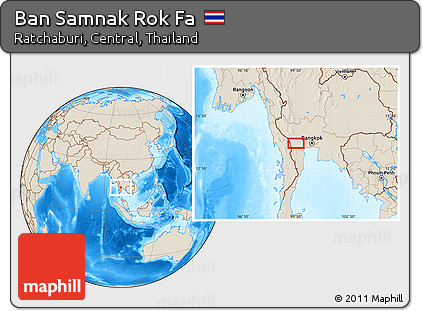 Shaded Relief Location Map of Ban Samnak Rok Fa