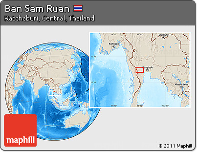 Shaded Relief Location Map of Ban Sam Ruan