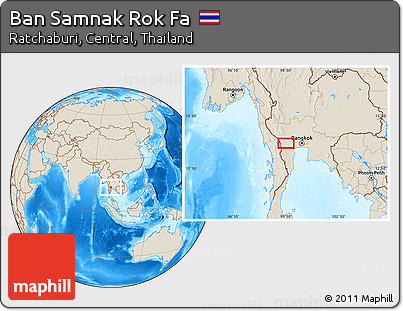 Shaded Relief Location Map of Ban Samnak Rok Fa