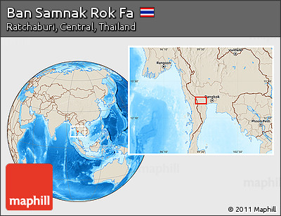 Shaded Relief Location Map of Ban Samnak Rok Fa