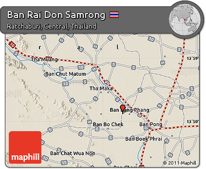 Shaded Relief Map of Ban Rai Don Samrong