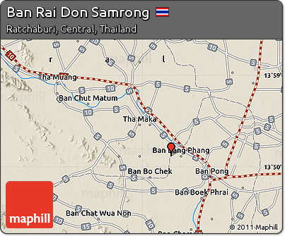 Shaded Relief Map of Ban Rai Don Samrong