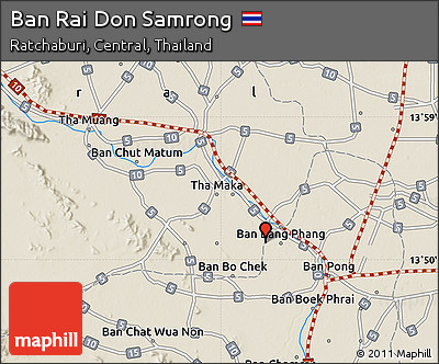 Shaded Relief Map of Ban Rai Don Samrong