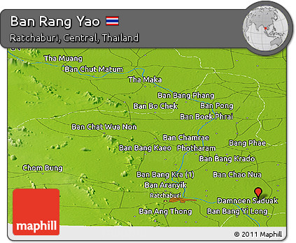 Physical Panoramic Map of Ban Rang Yao