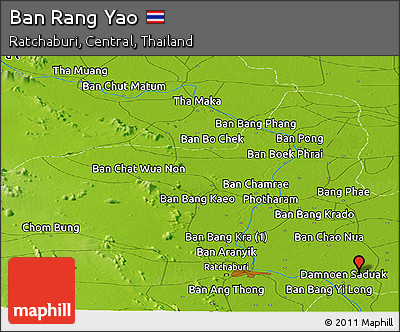Physical Panoramic Map of Ban Rang Yao