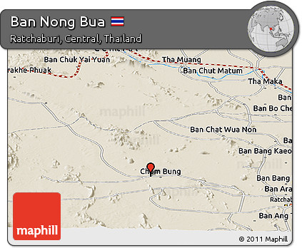 Shaded Relief Panoramic Map of Ban Nong Bua