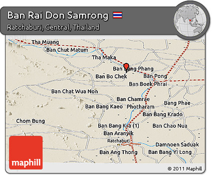 Shaded Relief Panoramic Map of Ban Rai Don Samrong
