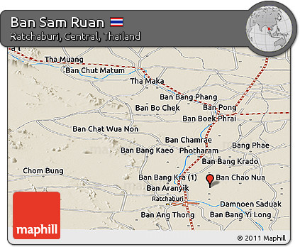 Shaded Relief Panoramic Map of Ban Sam Ruan