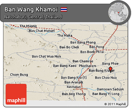 Shaded Relief Panoramic Map of Ban Wang Khamoi