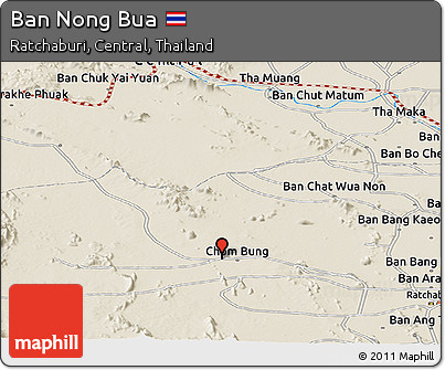 Shaded Relief Panoramic Map of Ban Nong Bua