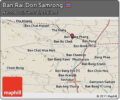 Shaded Relief Panoramic Map of Ban Rai Don Samrong