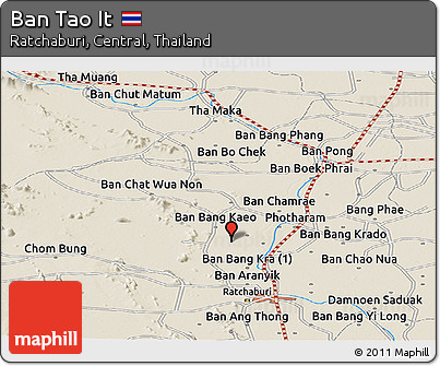 Shaded Relief Panoramic Map of Ban Tao It