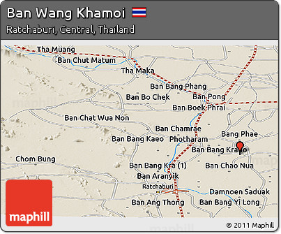 Shaded Relief Panoramic Map of Ban Wang Khamoi