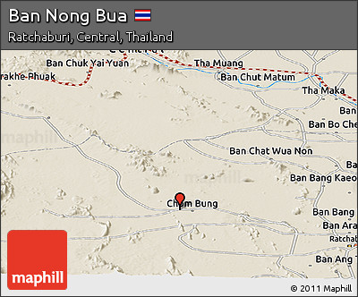 Shaded Relief Panoramic Map of Ban Nong Bua