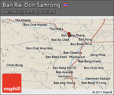 Shaded Relief Panoramic Map of Ban Rai Don Samrong