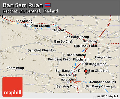 Shaded Relief Panoramic Map of Ban Sam Ruan