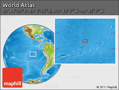 Physical Location Map of the Area around 13° 24' 15" S, 100° 13' 29" W