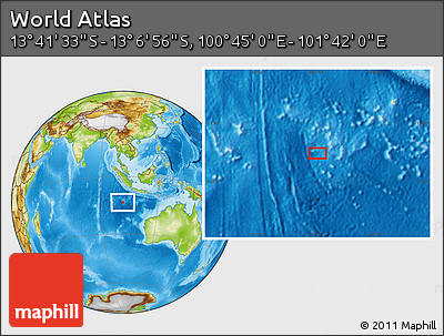 Physical Location Map of the Area around 13° 24' 15" S, 101° 13' 29" E