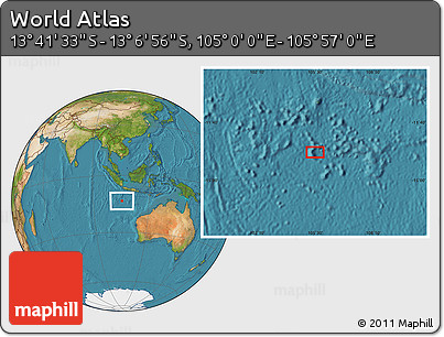 Satellite Location Map of the Area around 13° 24' 15" S, 105° 28' 29" E