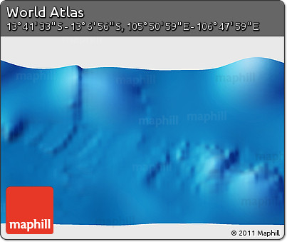 Shaded Relief 3D Map of the Area around 13° 24' 15" S, 106° 19' 29" E