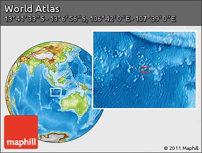 Physical Location Map of the Area around 13° 24' 15" S, 107° 10' 30" E