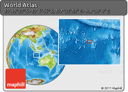 Physical Location Map of the Area around 13° 24' 15" S, 108° 1' 30" E