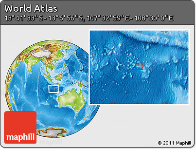 Physical Location Map of the Area around 13° 24' 15" S, 108° 1' 30" E