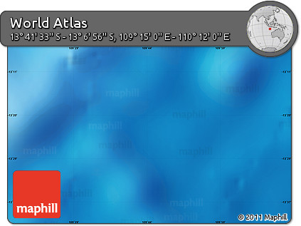 Physical Map of the Area around 13° 24' 15" S, 109° 43' 29" E