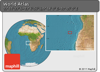 Satellite Location Map of the Area around 13° 24' 15" S, 10° 16' 30" E