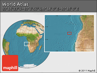 Satellite Location Map of the Area around 13° 24' 15" S, 10° 16' 30" E