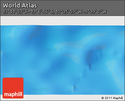 Physical 3D Map of the Area around 13° 24' 15" S, 10° 7' 30" W