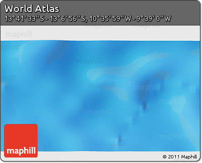 Physical 3D Map of the Area around 13° 24' 15" S, 10° 7' 30" W