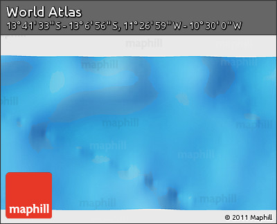 Physical 3D Map of the Area around 13° 24' 15" S, 10° 58' 29" W