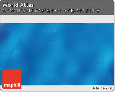 Physical 3D Map of the Area around 13° 24' 15" S, 110° 34' 29" E