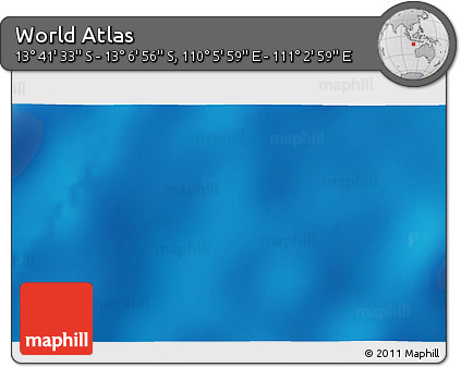 Shaded Relief 3D Map of the Area around 13° 24' 15" S, 110° 34' 29" E