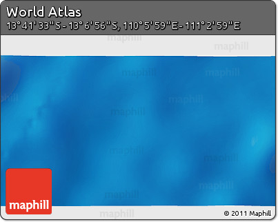 Shaded Relief 3D Map of the Area around 13° 24' 15" S, 110° 34' 29" E