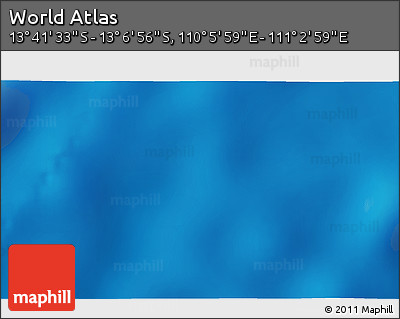 Shaded Relief 3D Map of the Area around 13° 24' 15" S, 110° 34' 29" E