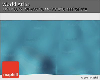 Satellite 3D Map of the Area around 13° 24' 15" S, 111° 25' 30" E