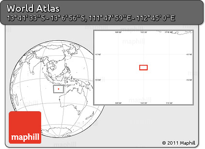 Blank Location Map of the Area around 13° 24' 15" S, 112° 16' 30" E