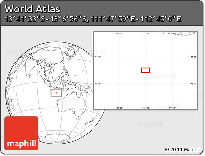Blank Location Map of the Area around 13° 24' 15" S, 112° 16' 30" E