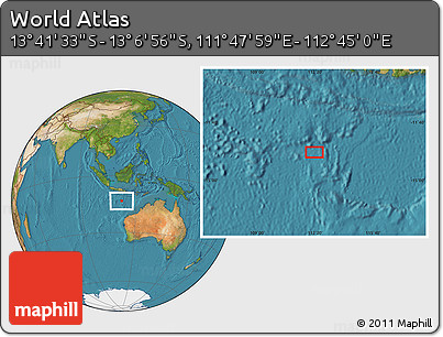 Satellite Location Map of the Area around 13° 24' 15" S, 112° 16' 30" E