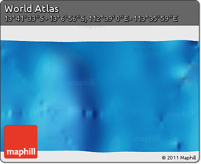 Shaded Relief 3D Map of the Area around 13° 24' 15" S, 113° 7' 30" E