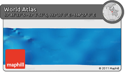 Physical Panoramic Map of the Area around 13° 24' 15" S, 113° 58' 29" E