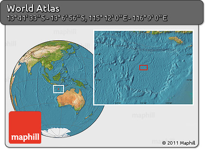 Satellite Location Map of the Area around 13° 24' 15" S, 115° 40' 30" E