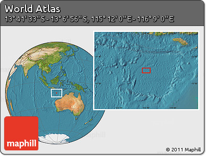 Satellite Location Map of the Area around 13° 24' 15" S, 115° 40' 30" E
